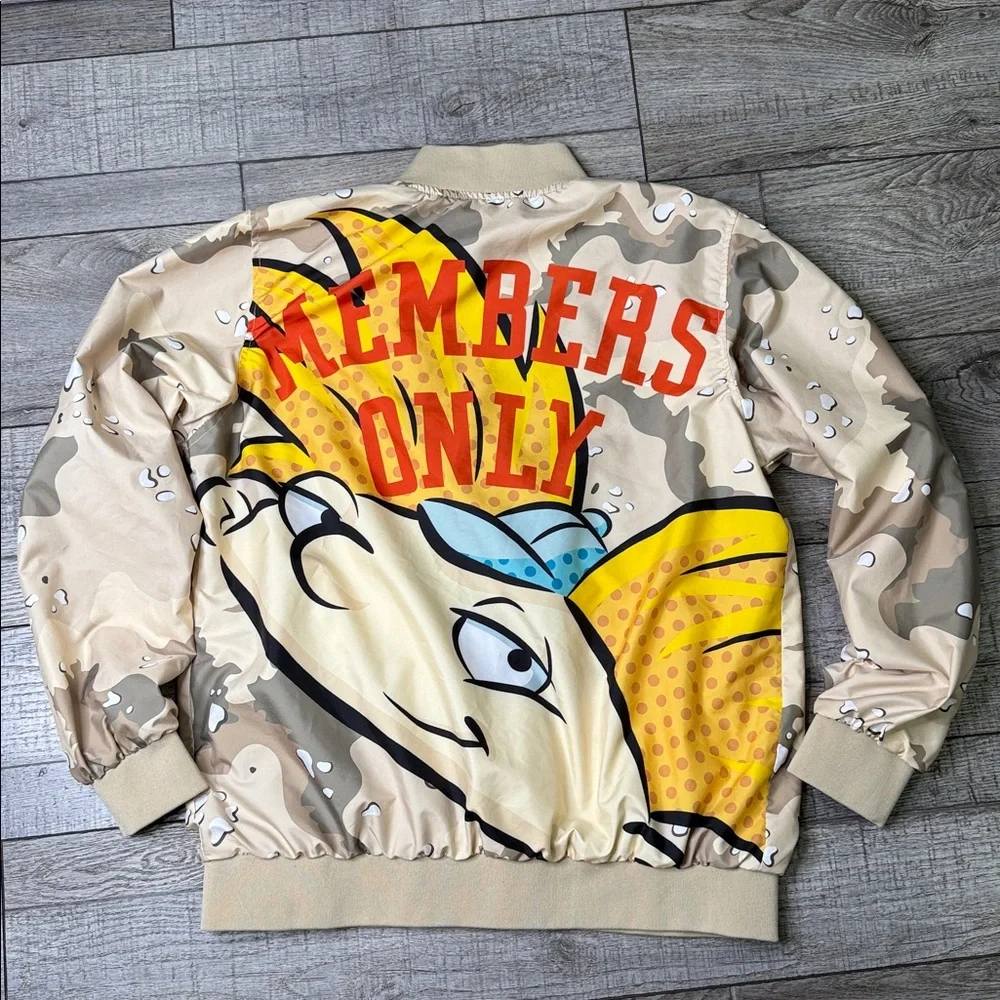 Members Only Nickelodeon Hey Arnold Tan Camo Bomber Jacket